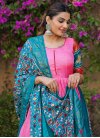 Dola Silk Hot Pink and Teal Readymade Long Length Gown - 2