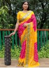 Rose Pink and Yellow Designer Contemporary Style Saree For Ceremonial - 3