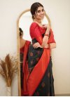 Black and Red Woven Work Designer Contemporary Style Saree - 1