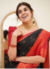 Black and Red Woven Work Designer Contemporary Style Saree - 3