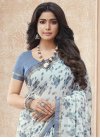Chiffon Light Blue and White Designer Traditional Saree For Casual - 1