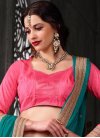 Girlish  Lace Work Net Hot Pink and Teal A - Line Lehenga - 1