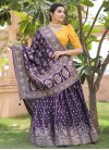 Chanderi Silk Thread Work Purple and Yellow Trendy Designer Lehenga Choli - 2