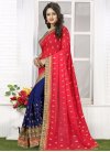 Riveting Bamberg Georgette Navy Blue and Red Half N Half Trendy Saree For Ceremonial - 2