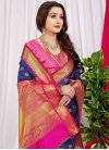 Blue and Rose Pink Designer Contemporary Style Saree For Ceremonial - 2