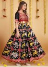 Black and Red Woven Work Readymade Classic Gown - 2