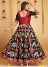 Black and Red Woven Work Readymade Classic Gown - 1