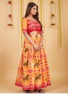 Peach and Red Silk Blend Readymade Designer Gown - 2