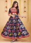 Silk Blend Navy Blue and Red Woven Work Readymade Trendy Gown - 2