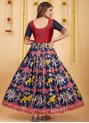 Silk Blend Navy Blue and Red Woven Work Readymade Trendy Gown - 3