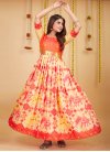 Cream and Hot Pink Silk Blend Woven Work Readymade Classic Gown - 1