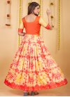 Cream and Hot Pink Silk Blend Woven Work Readymade Classic Gown - 2