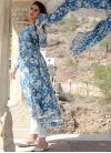Navy Blue and Off White Print Work Readymade Designer Suit - 2