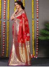 Purple and Red Woven Work Designer Contemporary Style Saree - 2