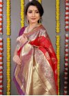 Purple and Red Woven Work Designer Contemporary Style Saree - 1