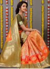 Olive and Orange Banarasi Silk Designer Contemporary Style Saree - 3