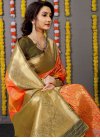 Olive and Orange Banarasi Silk Designer Contemporary Style Saree - 2