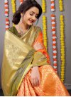 Olive and Orange Banarasi Silk Designer Contemporary Style Saree - 1
