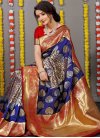 Navy Blue and Red Woven Work Designer Contemporary Style Saree - 3