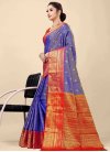 Woven Work Blue and Red Trendy Classic Saree - 2