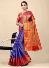 Woven Work Blue and Red Trendy Classic Saree - 1