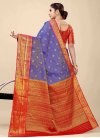 Woven Work Blue and Red Trendy Classic Saree - 3