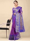 Banarasi Silk Blue and Purple Woven Work Designer Contemporary Style Saree - 1