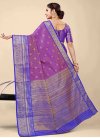 Banarasi Silk Blue and Purple Woven Work Designer Contemporary Style Saree - 3