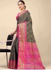 Black and Rose Pink Banarasi Silk Traditional Designer Saree - 2