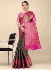 Black and Rose Pink Banarasi Silk Traditional Designer Saree - 1