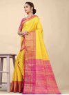 Woven Work Rose Pink and Yellow Designer Traditional Saree - 3