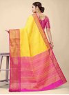 Woven Work Rose Pink and Yellow Designer Traditional Saree - 2