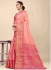 Banarasi Silk Rose Pink and Salmon Woven Work Trendy Classic Saree - 3