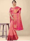 Banarasi Silk Rose Pink and Salmon Woven Work Trendy Classic Saree - 2