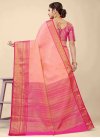 Banarasi Silk Rose Pink and Salmon Woven Work Trendy Classic Saree - 1