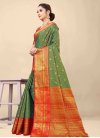 Green and Red Banarasi Silk Designer Contemporary Style Saree - 1