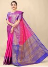 Blue and Rose Pink Designer Contemporary Style Saree For Ceremonial - 3
