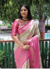 Beige and Rose Pink Kanjivaram Silk Trendy Classic Saree - 1