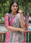 Kanjivaram Silk Grey and Rose Pink Traditional Designer Saree For Ceremonial - 2