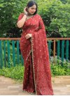 Bandhej Print Work Silk Blend Traditional Designer Saree For Ceremonial - 2
