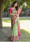 Mint Green and Rose Pink Woven Work Trendy Classic Saree - 3