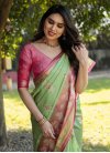 Mint Green and Rose Pink Woven Work Trendy Classic Saree - 1