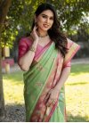 Mint Green and Rose Pink Woven Work Trendy Classic Saree - 2