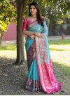 Firozi and Rose Pink Woven Work Traditional Designer Saree - 3