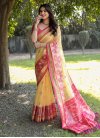 Hot Pink and Yellow Designer Contemporary Saree For Ceremonial - 3