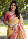 Hot Pink and Yellow Designer Contemporary Saree For Ceremonial - 2