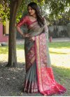 Grey and Rose Pink Designer Contemporary Style Saree For Ceremonial - 3