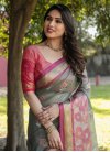 Grey and Rose Pink Designer Contemporary Style Saree For Ceremonial - 1