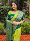 Silk Blend Bottle Green and Mint Green Trendy Classic Saree For Ceremonial - 1