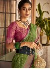 Woven Work Green and Rose Pink Trendy Classic Saree - 1
